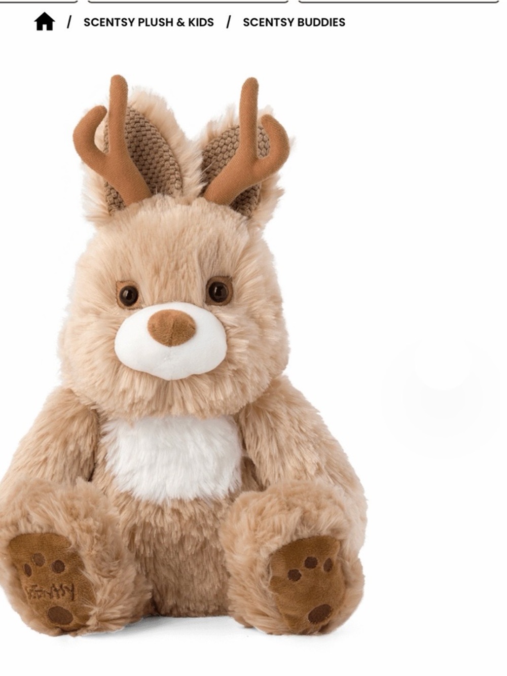 Scentsy Plush Reindeer Buddy - Tan, White, Brown